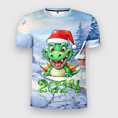 Мужская спорт-футболка Милый зеленый дракончик 2024 год / 3D-принт – фото 1