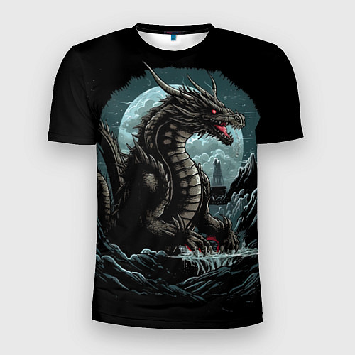 Мужская спорт-футболка Дракон зимних ночей / 3D-принт – фото 1