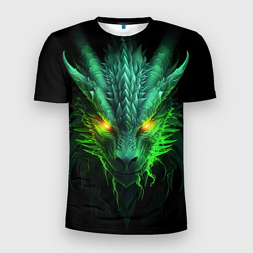 Мужская спорт-футболка Светящийся зеленый дракон 2024 / 3D-принт – фото 1
