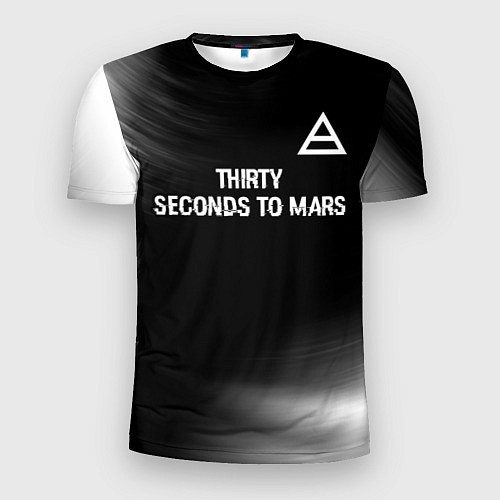 Мужская спорт-футболка Thirty Seconds to Mars glitch на темном фоне посер / 3D-принт – фото 1