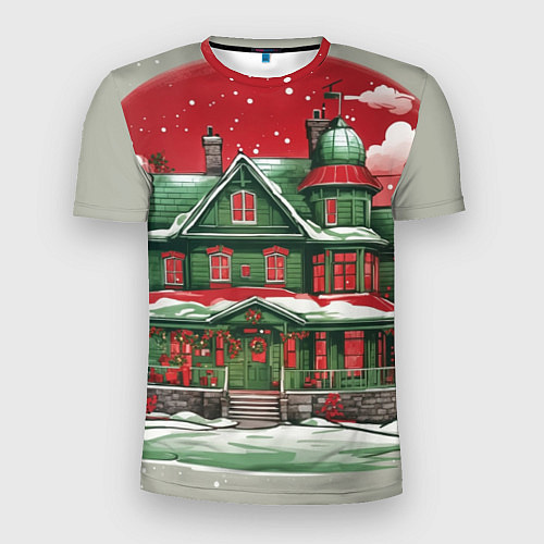 Мужская спорт-футболка Рождественский дом / 3D-принт – фото 1
