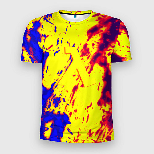 Мужская спорт-футболка Half life toxic yellow fire / 3D-принт – фото 1