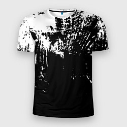 Мужская спорт-футболка Черно-белый гранж текстуры дерева