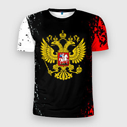 Мужская спорт-футболка Россия герб краски
