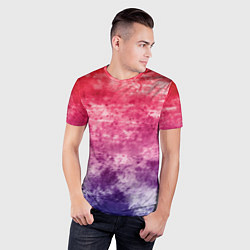 Футболка спортивная мужская Абстракция - сине-красный беспорядок, цвет: 3D-принт — фото 2