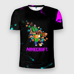 Мужская спорт-футболка Minecraft neon краски