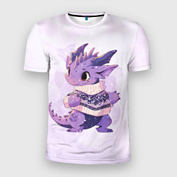 Мужская спорт-футболка Милый фиолетовый дракон