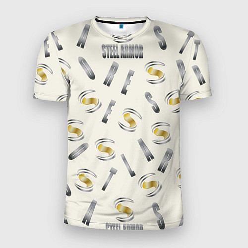 Мужская спорт-футболка Стальная броня - буквеный паттерн / 3D-принт – фото 1