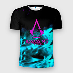 Мужская спорт-футболка Assassins Creed flame neon