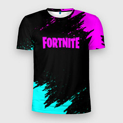 Мужская спорт-футболка Fortnite краски неоновые стиль