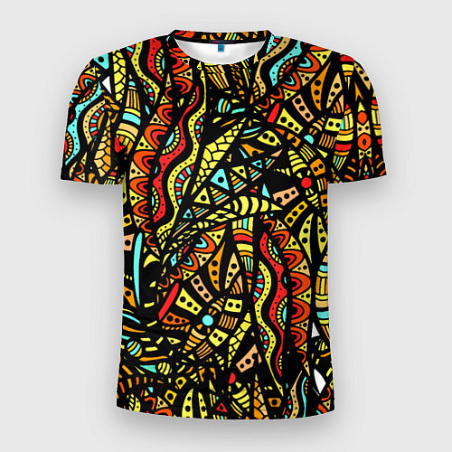 Мужская спорт-футболка Африканская живопись / 3D-принт – фото 1