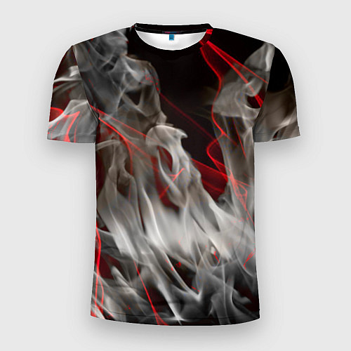 Мужская спорт-футболка Дым и красные узоры / 3D-принт – фото 1