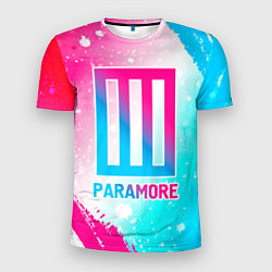 Мужская спорт-футболка Paramore neon gradient style