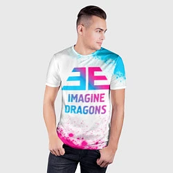 Футболка спортивная мужская Imagine Dragons neon gradient style, цвет: 3D-принт — фото 2