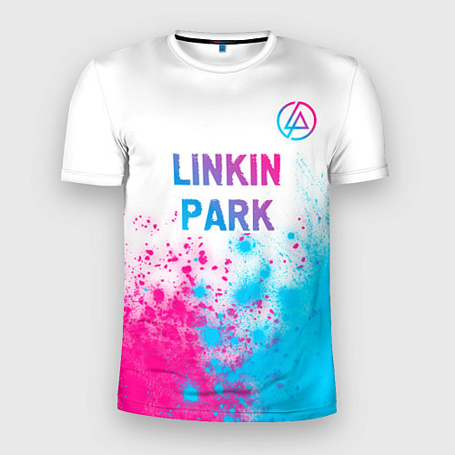 Мужская спорт-футболка Linkin Park neon gradient style посередине / 3D-принт – фото 1