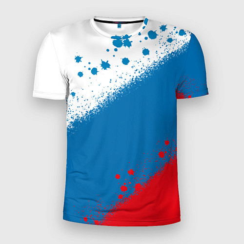 Мужская спорт-футболка Российский триколор / 3D-принт – фото 1
