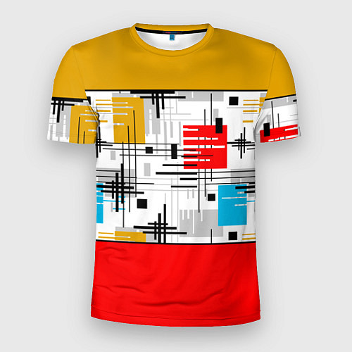 Мужская спорт-футболка Узор красного горчичного цвета / 3D-принт – фото 1