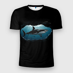 Мужская спорт-футболка Акула в овале