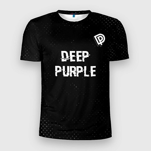 Мужская спорт-футболка Deep Purple glitch на темном фоне посередине / 3D-принт – фото 1