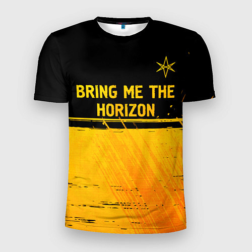 Мужская спорт-футболка Bring Me the Horizon - gold gradient посередине / 3D-принт – фото 1