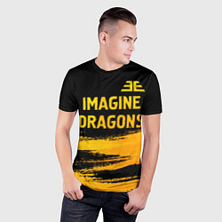 Футболка спортивная мужская Imagine Dragons - gold gradient посередине, цвет: 3D-принт — фото 2