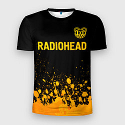 Мужская спорт-футболка Radiohead - gold gradient посередине