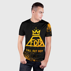 Футболка спортивная мужская Fall Out Boy - gold gradient, цвет: 3D-принт — фото 2