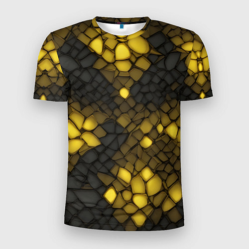 Мужская спорт-футболка Жёлтый трескающийся камень / 3D-принт – фото 1