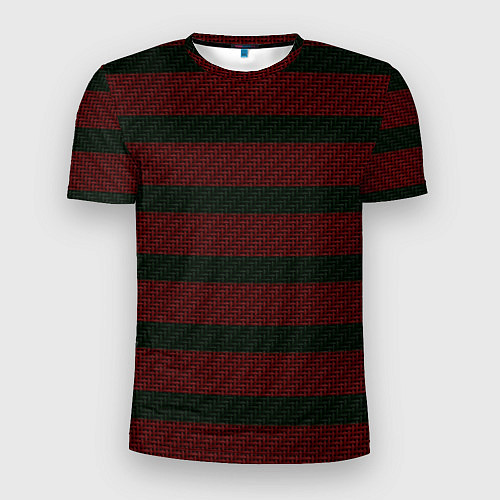 Мужская спорт-футболка Текстура саржи с красными полосами / 3D-принт – фото 1