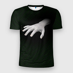 Мужская спорт-футболка Белая рука на плетёной текстуре