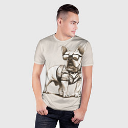 Футболка спортивная мужская Французский бульдог в очках и рубашке, цвет: 3D-принт — фото 2