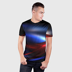 Футболка спортивная мужская Темный синий фон с красным, цвет: 3D-принт — фото 2