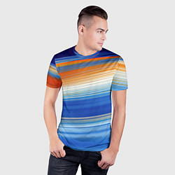 Футболка спортивная мужская Оранжевые и синий градиент, цвет: 3D-принт — фото 2