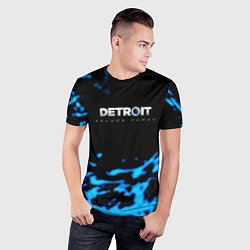 Футболка спортивная мужская Detroit become human голубая кровь, цвет: 3D-принт — фото 2