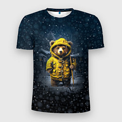 Мужская спорт-футболка Медведь зимой