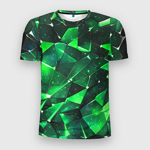 Мужская спорт-футболка Зелёное разбитое стекло / 3D-принт – фото 1