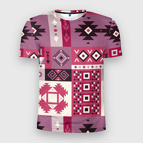 Мужская спорт-футболка Этническая геометрия в розовой палитре / 3D-принт – фото 1