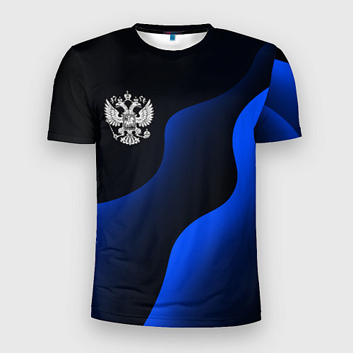 Мужская спорт-футболка Герб РФ - глубокий синий / 3D-принт – фото 1
