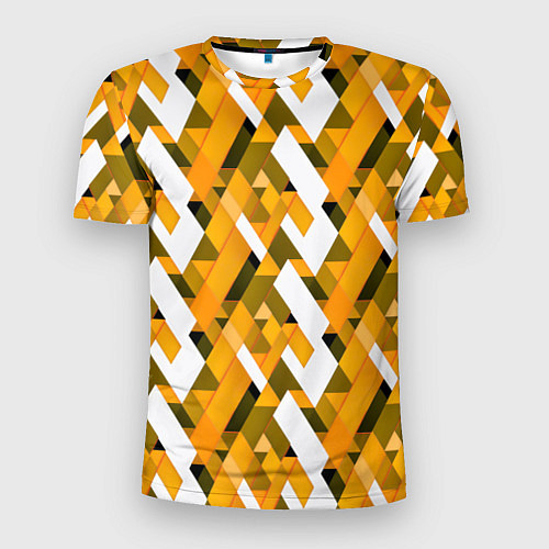 Мужская спорт-футболка White and yellow shapes / 3D-принт – фото 1