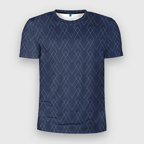 Мужская спорт-футболка Серо-синий геометричные линии / 3D-принт – фото 1