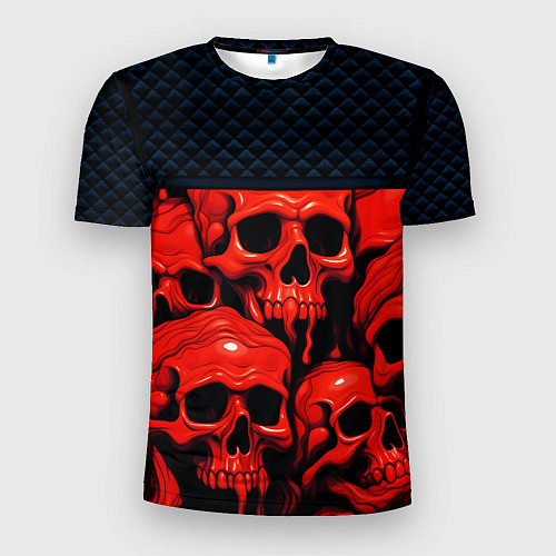 Мужская спорт-футболка Расплавленные красные черепа стёжка / 3D-принт – фото 1