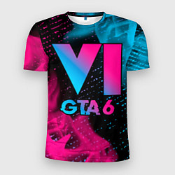 Мужская спорт-футболка GTA 6 - neon gradient