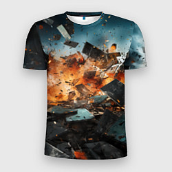 Мужская спорт-футболка Взрыв плит абстракция