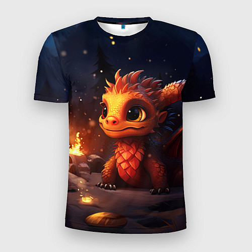 Мужская спорт-футболка Сияющий ледяной дракон / 3D-принт – фото 1