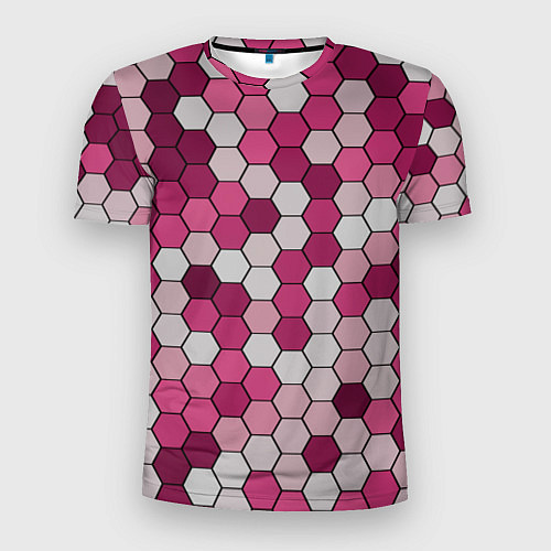 Мужская спорт-футболка Камуфляж гексагон розовый / 3D-принт – фото 1