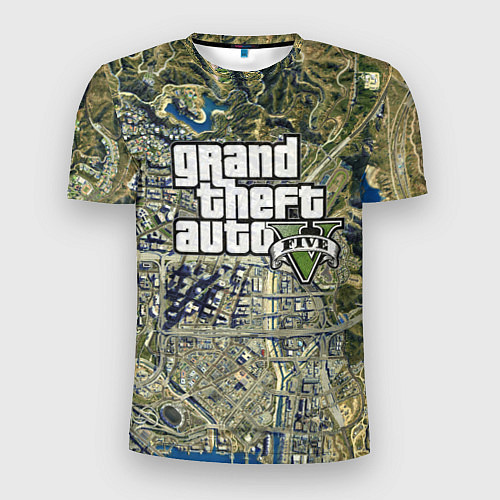 Мужская спорт-футболка GTA 5 карта / 3D-принт – фото 1