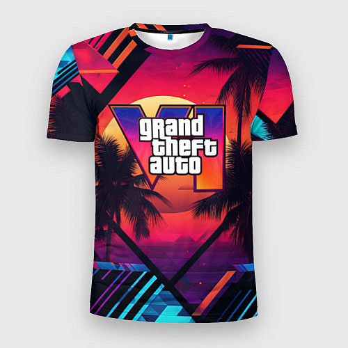 Мужская спорт-футболка GTA 6 аbstract logo / 3D-принт – фото 1