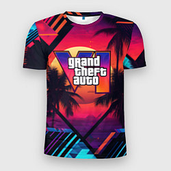 Мужская спорт-футболка GTA 6 аbstract logo