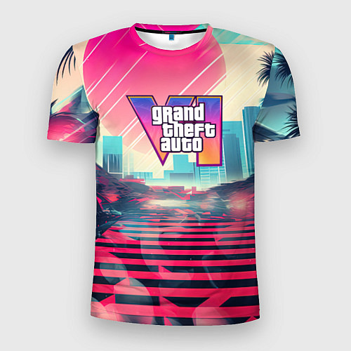 Мужская спорт-футболка GTA 6 retro abstract / 3D-принт – фото 1