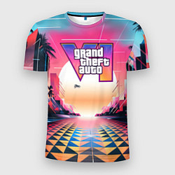 Мужская спорт-футболка GTA 6 retro abstract logo